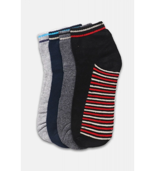 4 Pairs Men's Casual Cotton Blended Printed Mid-Calf length Socks (Assorted)