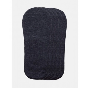 Generic 5 Pairs Unisex Casual Cotton Blended Solid No-show Socks (Dark Grey)