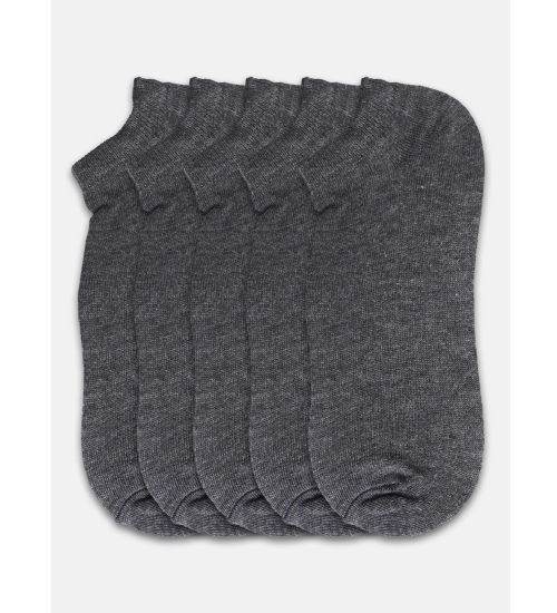 5 Pairs Unisex Casual Cotton Blended Solid Ankle length Socks (Dark Grey)