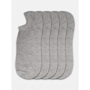 Generic 5 Pairs Unisex Casual Cotton Blended Solid Ankle length Socks (Light Grey)