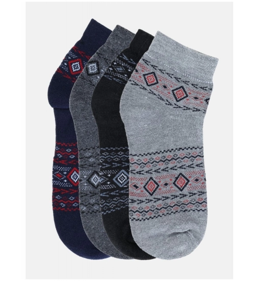 4 Pairs Men's Casual Cotton Blended Printed Mid-Calf length Socks (Assorted)