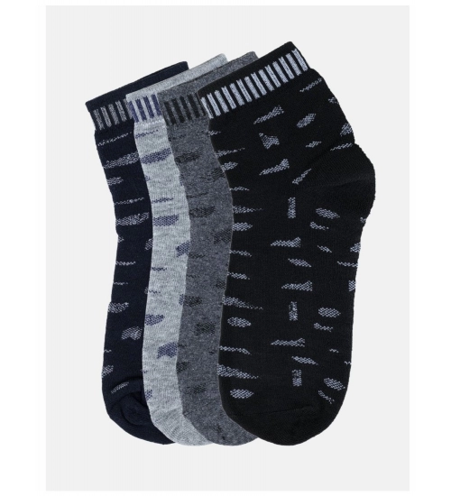 4 Pairs Men's Casual Cotton Blended Printed Mid-Calf length Socks (Assorted)