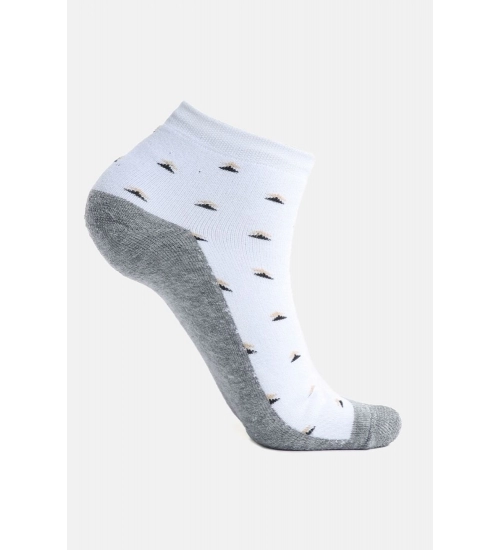 4 Pairs Men's Casual Cotton Blended Printed Mid-Calf length Socks (White)