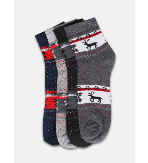 4 Pairs Men's Casual Cotton Blended Printed Mid-Calf length Socks (Assorted)