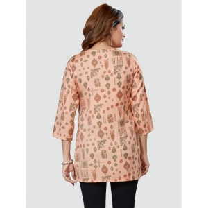 Generic Women's Casual 3/4 Sleeves Printed Rayon Short Top (Peach)