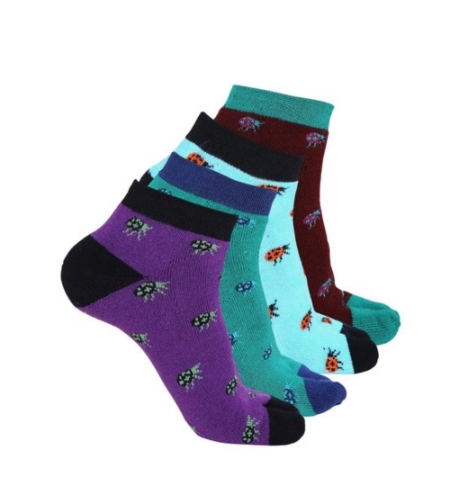 4 Pairs Women's Casual Cotton Blended Printed Ankle length Socks (Assorted)