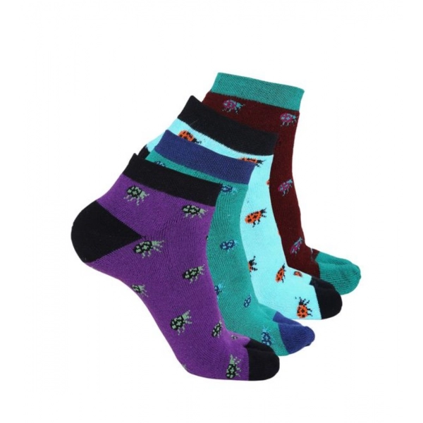 Dropship 4 Pairs Women's Casual Cotton Blended Printed Ankle length Socks (Assorted)