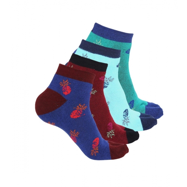 Dropship 4 Pairs Women's Casual Cotton Blended Printed Ankle length Socks (Assorted)