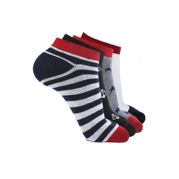 Dropship 4 Pairs Unisex Casual Cotton Blended Printed Ankle length Socks (Assorted)