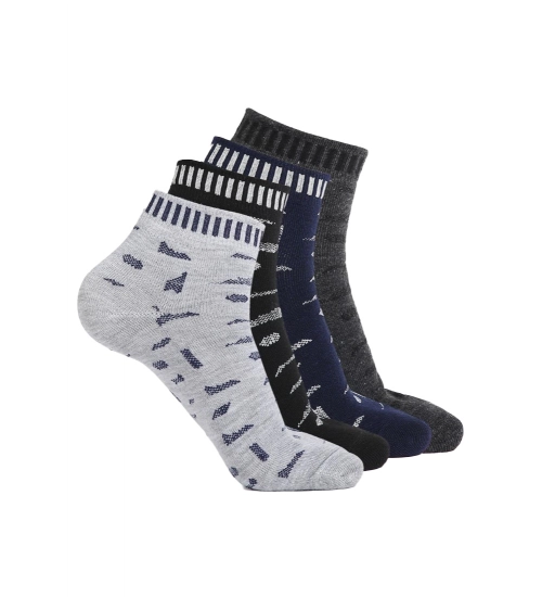 4 Pairs Men's Casual Cotton Blended Printed Ankle length Socks (Assorted)