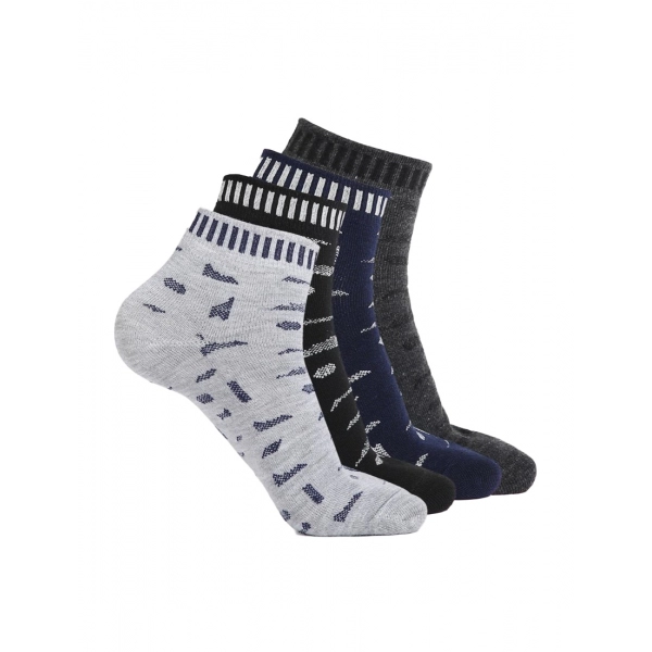 Dropship 4 Pairs Men's Casual Cotton Blended Printed Ankle length Socks (Assorted)