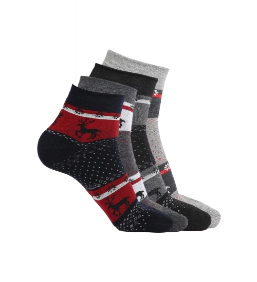4 Pairs Men's Casual Cotton Blended Printed Ankle length Socks (Assorted)