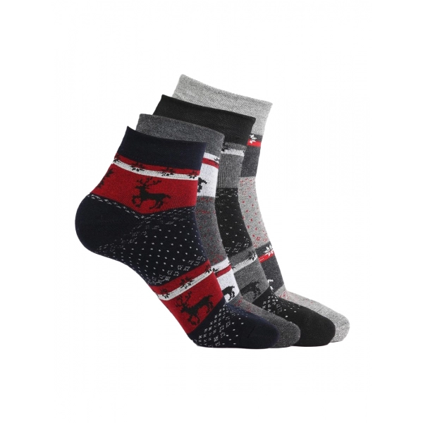 Dropship 4 Pairs Men's Casual Cotton Blended Printed Ankle length Socks (Assorted)
