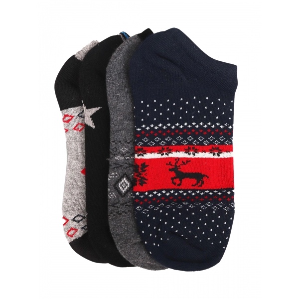Dropship 4 Pairs Unisex Casual Cotton Blended Printed Ankle length Socks (Assorted)