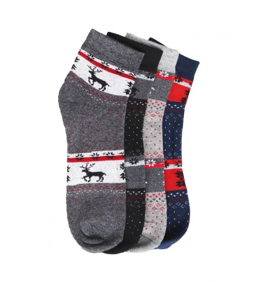 4 Pairs Men's Casual Cotton Blended Printed Mid-Calf length Socks (Assorted)