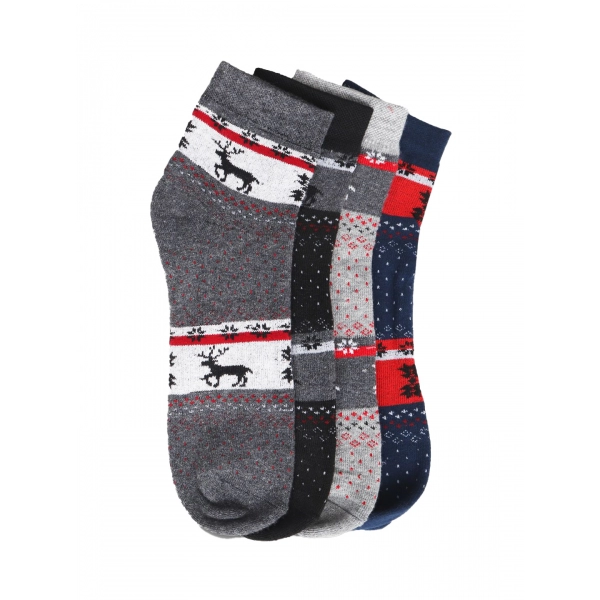 Dropship 4 Pairs Men's Casual Cotton Blended Printed Mid-Calf length Socks (Assorted)