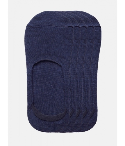 5 Pairs Unisex Casual Cotton Blended Solid No-show Socks (Navy)