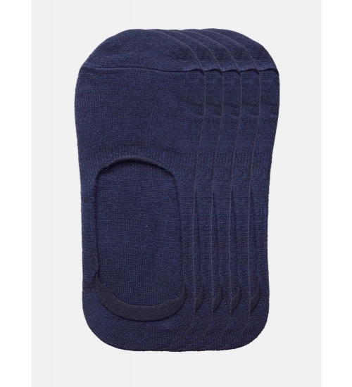 5 Pairs Unisex Casual Cotton Blended Solid No-show Socks (Navy)