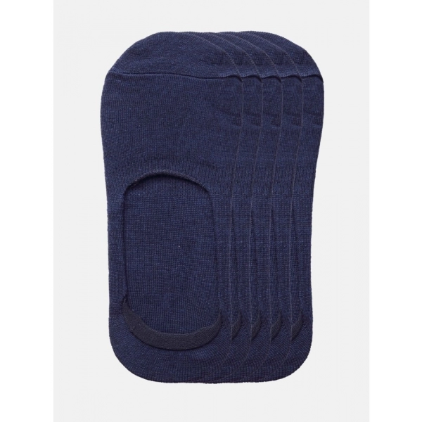Dropship 5 Pairs Unisex Casual Cotton Blended Solid No-show Socks (Navy)