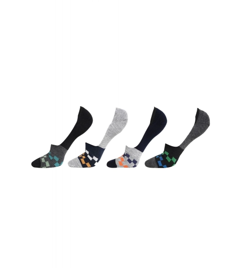 4 Pairs Unisex Casual Cotton Blended Printed No-show Socks (Assorted)