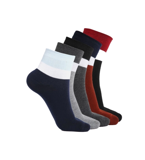 5 Pairs Men's Casual Cotton Blended Solid Ankle length Socks (Assorted)