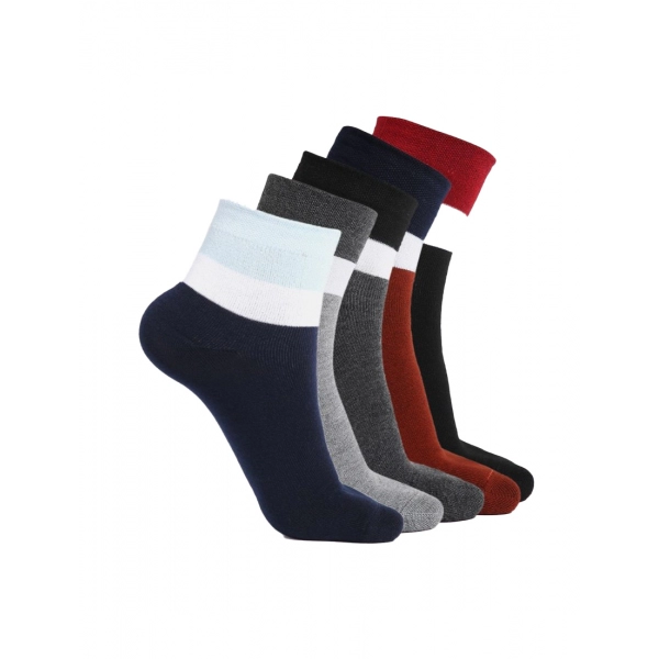 Dropship 5 Pairs Men's Casual Cotton Blended Solid Ankle length Socks (Assorted)