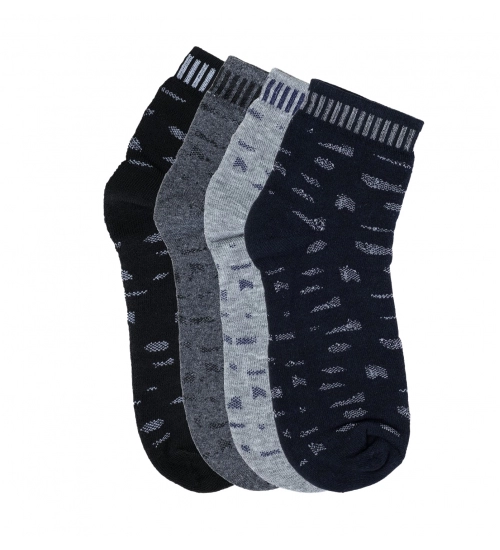 4 Pairs Men's Casual Cotton Blended Printed Mid-Calf length Socks (Assorted)