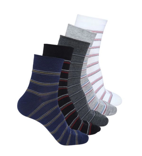5 Pairs Men's Casual Cotton Blended Printed Mid-Calf length Socks (Assorted)
