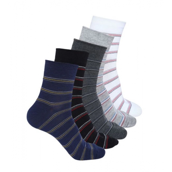 Dropship 5 Pairs Men's Casual Cotton Blended Printed Mid-Calf length Socks (Assorted)