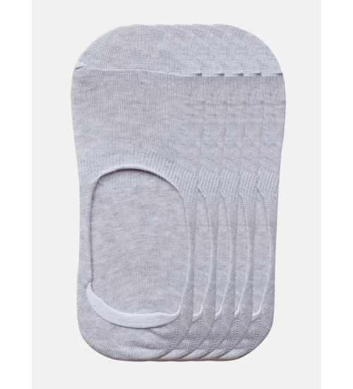 5 Pairs Unisex Casual Cotton Blended Solid No-show Socks (Light Grey)