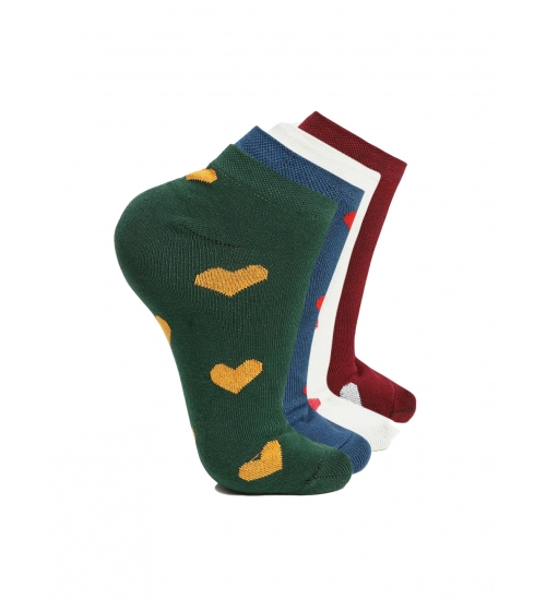 4 Pairs Women's Casual Cotton Blended Printed Ankle length Socks (Assorted)