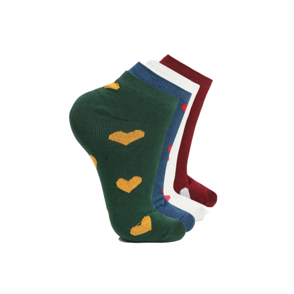 Dropship 4 Pairs Women's Casual Cotton Blended Printed Ankle length Socks (Assorted)