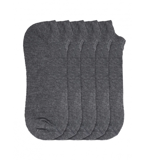 5 Pairs Unisex Casual Cotton Blended Solid Ankle length Socks (Dark Grey)
