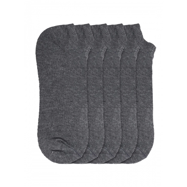 Dropship 5 Pairs Unisex Casual Cotton Blended Solid Ankle length Socks (Dark Grey)