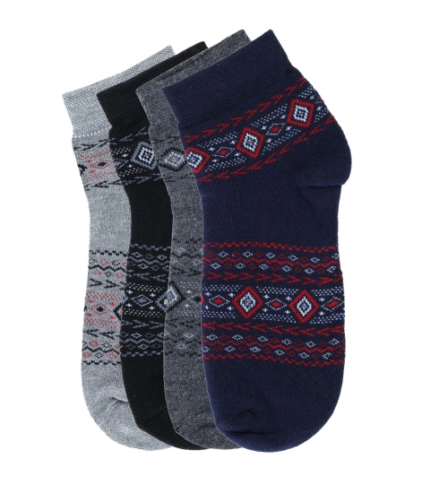 4 Pairs Men's Casual Cotton Blended Printed Mid-Calf length Socks (Assorted)