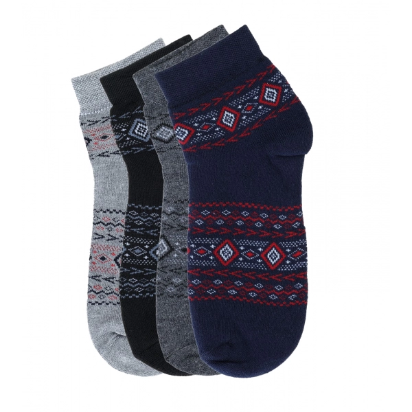 Dropship 4 Pairs Men's Casual Cotton Blended Printed Mid-Calf length Socks (Assorted)