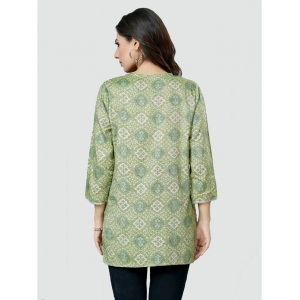 Generic Women's Casual 3/4 Sleeves Printed Rayon Short Top (Green)