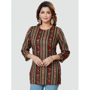 Generic Women's Casual 3/4 Sleeves Printed Rayon Short Top (MultiColor)