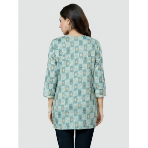 Generic Women's Casual 3/4 Sleeves Printed Rayon Short Top (Grey)