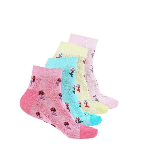 4 Pairs Women's Casual Cotton Blended Printed Ankle length Socks (Assorted)