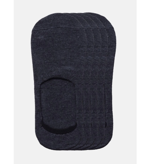 5 Pairs Unisex Casual Cotton Blended Solid No-show Socks (Dark Grey)