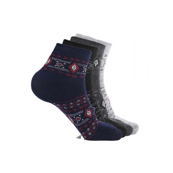 Dropship 4 Pairs Men's Casual Cotton Blended Printed Ankle length Socks (Assorted)
