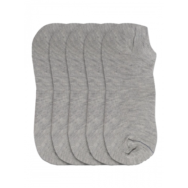 Dropship 5 Pairs Unisex Casual Cotton Blended Solid Ankle length Socks (Light Grey)