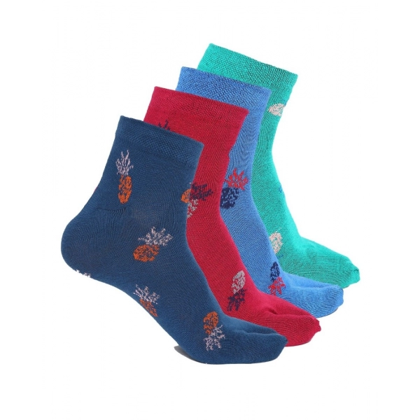 Dropship 4 Pairs Women's Casual Cotton Blended Printed Ankle length Socks (Assorted)