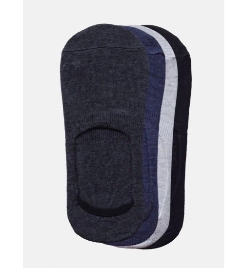 4 Pairs Unisex Casual Cotton Blended Solid No-show Socks (Assorted)