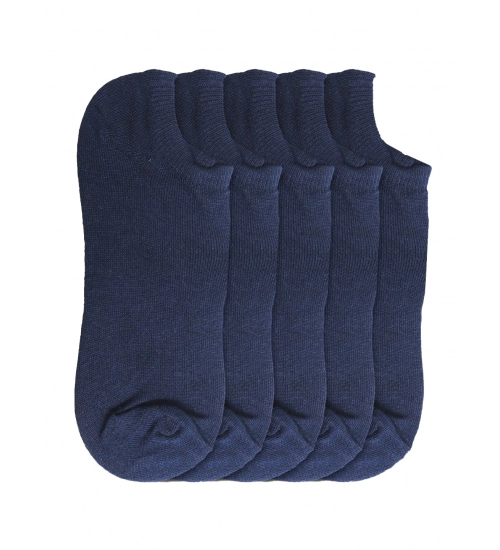 5 Pairs Unisex Casual Cotton Blended Solid Ankle length Socks (Navy)
