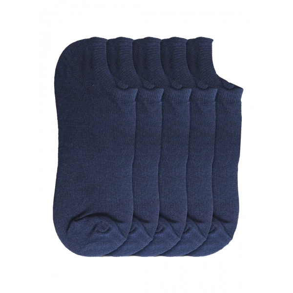 Dropship 5 Pairs Unisex Casual Cotton Blended Solid Ankle length Socks (Navy)