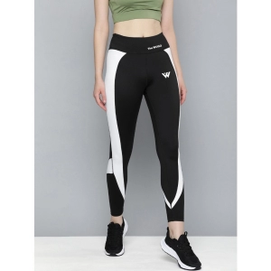 Generic Women's Polyster Solid Sport Leggings (Black & White)