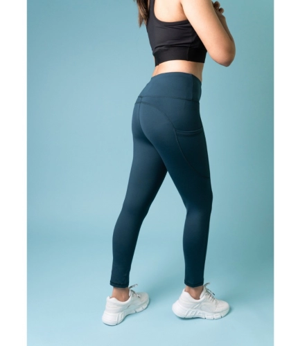 Women's Polyster Solid Sport Leggings (Blue)