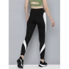 Women's Polyster Solid Sport Leggings (Black &amp; White)